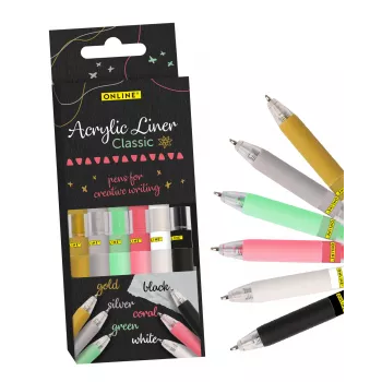 ONLINE® Classic akrilinių žymeklių rinkinys 1,0 mm, 6 įvairių spalvų (18631/6)