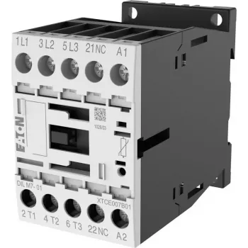 Eaton DILM7-01 kontaktoriuss, 3 polių, 7 A, 230 V AC 50 Hz / 240 V AC 60 Hz ritė, 1 NC pagalbinis 276585