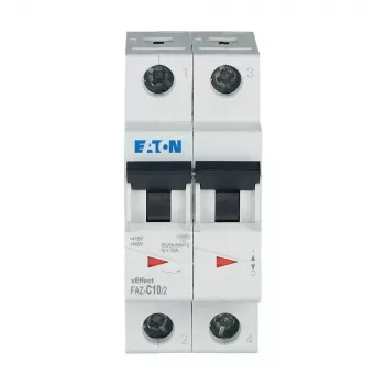 Eaton FAZ-C10/2 miniatiūrinis grandinės pertraukiklis (MCB), 10 A, 2 polių, C tipo, 400 V AC, 10 kA 278756