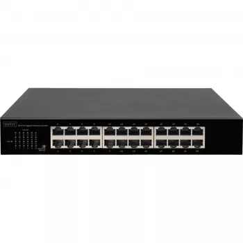 DIGITUS DN-80113-1 24 prievadų Gigabitinis komutatorius, 19 colių stovo, 48 Gbps, nevaldomas