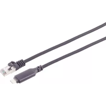 S CONN MAXIMUM CONNECTIVITY USB-C LAN adapterio kabelis 1G, USB Type-C vyriškas į RJ45 moterišką, aliuminis, juodas, 10m (14-51075)