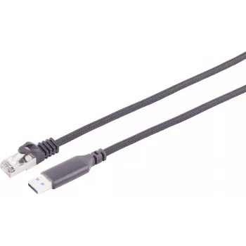 S CONN MAXIMUM CONNECTIVITY USB-A į RJ45 Gigabit Ethernet adapterio kabelis, 5m, aliuminis, juodas 14-52055
