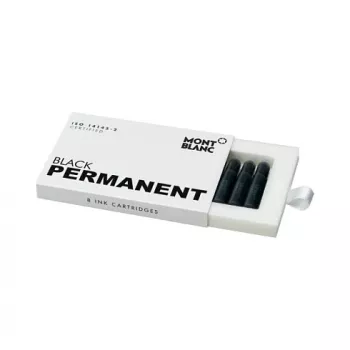 Montblanc Permanent Black rašalo kasetės fontanų plunksnoms, 8 vnt. pakelis (107757)