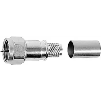 Telegärtner F kištukinis jungtis, tiesi, 75 omų, crimp/screw, nikeliuotas žalvaris, skirta RG59/RG6 J01600A0009