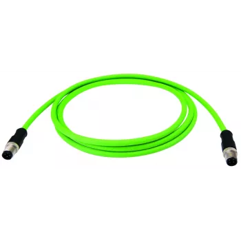 TELEGÄRTNER D-Coded Cat.5 M12 vyriškas į M12 vyriškas pramoninis Ethernet komutacinis kabelis, PUR, žalias, 10m L80215A0000