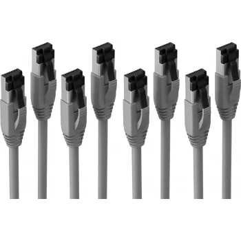 S CONN MAXIMUM CONNECTIVITY Cat. 8.1 F/FTP PIMF LSZH komutacinis kabelis, pilkas, 0,5 m, 4 vnt. paketas SC08-41010-4