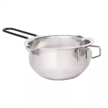 Lurch nerūdijančio plieno vandens vonelės lydymo dubuo, sidabrinis, 11 cm skersmens, 350 ml, su snapeliu ir puodo krašto kabliu (70276)