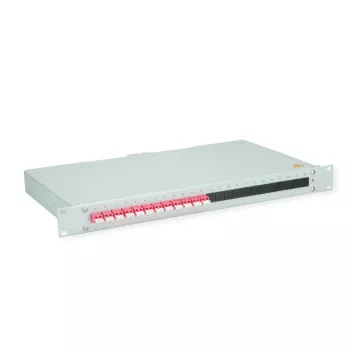 Telegärtner TG 19 1U optinių skaidulų sujungimo dėžutė Basis eco, 12x LC-Duplex, 24x LC pigtail, OM4 50/125µm 100131016