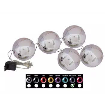 EUROPALMS LED sniego gniūžtės 8cm, tamsiai mėlynos, 5 dalių rinkinys 83501239