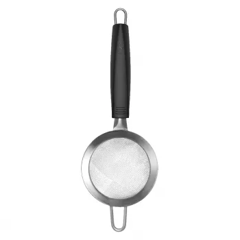LURCH TANGO Virtuvinis sietelis 9,5 cm, juodas/sidabrinis, smulkaus tinklelio nerūdijančio plieno sietelis su plastikine rankena 230240