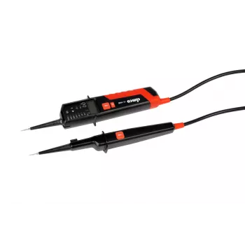 CIMCO 111438 dvipolis įtampos testeris CAT IV 600 V / CAT III 1000 V su LED/LCD ekranu, tęstinumo, fazių sekos, varžos ir dažnio matavimu, IP64