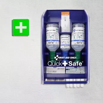 First Aid Only Quick+ Safe DIN EN 15154-4 pirmosios pagalbos dėžutė, mėlyna, tvirtinama prie sienos, ABS plastikas, DIN 13157 užpildas P-44026 00