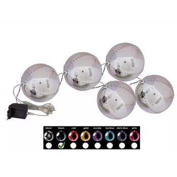 EUROPALMS LED sniego gniūžtė 8cm, juoda, 5 vnt. rinkinys (83501236)