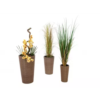 EUROPALMS India dekoratyvinių vazonų rinkinys, 3 dydžiai, pilko akmens išvaizda, vidaus/lauko 83011268