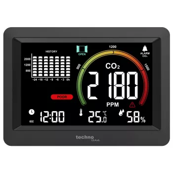 Technoline WL1028 CO2 monitorius oro kokybės stebėjimo prietaisas su aliarmu, juodas