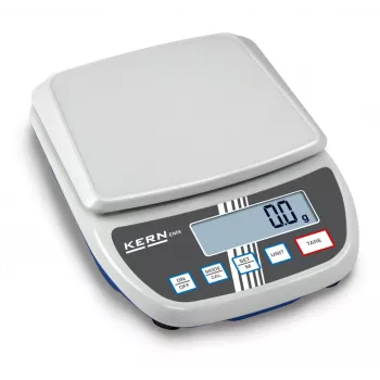 KERN EMS 12K0.1 preciziniai svarstyklės, 12 kg x 0,1 g, nerūdijančio plieno platforma, RS-232, maitinimas iš tinklo / baterijų