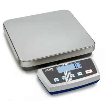 KERN DE 35K5D platforminės svarstyklės, 35 kg talpa, 5 g/10 g skaitomumas, nerūdijančio plieno svėrimo plokštė, LCD ekranas, įkraunama baterija