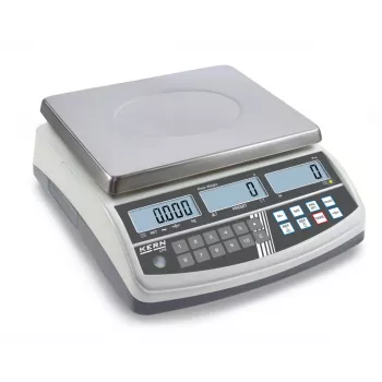 KERN CPB 30K0.5N skaičiuojančiosios svarstyklės, 30 kg talpa, 0,5 g skaitmenų skiriamoji geba, maitinamos baterija ir elektros tinklu