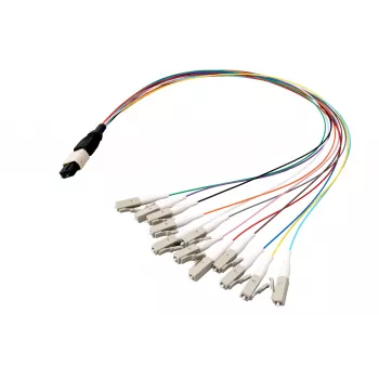 EFB Elektronik MPO-PLUS/APC(M)-LC išsišakojantis kabelis OS2 12 skaidulų Type B LSZH geltonas 1m MPOM12LCOS2-1