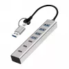 LogiLink USB 3.0 šakotuvas, 7 prievadų, 4x USB-A, 3x USB-C, aliumininis korpusas