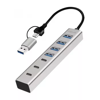 LogiLink USB 3.0 šakotuvas, 7 prievadų, 4x USB-A, 3x USB-C, aliumininis korpusas
