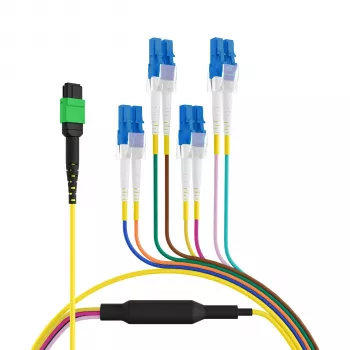 EFB Elektronik MPOF08LCOS2-2 MPO-PLUS/APC(F) į LC OS2 8 pluoštų magistralinis kabelis, B tipo, LSZH, geltonas, 2 m