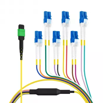 EFB Elektronik MPO-PLUS/APC(F)-LC magistralinis kabelis OS2 12 skaidulų B tipo LSZH geltonas 3m MPOF12LCOS2-3