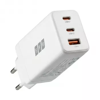 EFB Elektronik 65W GaN sieninis įkroviklis 2x USB-C + USB-A PD3.0 QC3.0 Baltas G651A2CE
