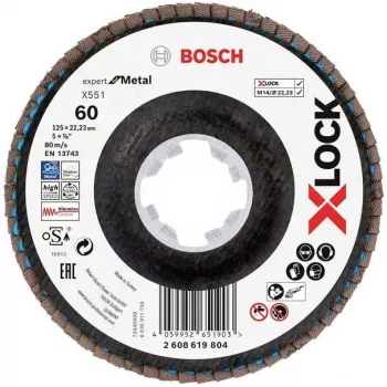 Bosch X-LOCK R780 Best for Inox sklendės diskas 125 mm P60 cirkonio aliuminio kūginis tipas 29 2608619804