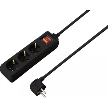Sygonix SY-4890984 6 vietų Schuko maitinimo juosta su apšviestu jungikliu, 1,5 m kabeliu, juoda