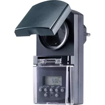 Sygonix SY-5044422 skaitmeninis laikmatis su lizdu, savaitinė programa, 1800 W, IP44, atgalinio skaičiavimo ir atsitiktinė funkcija, baltas