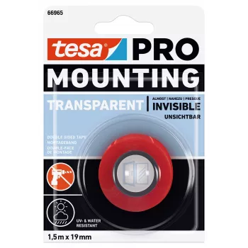 tesa Mounting PRO permatoma 66965-00000-00 tvirtinimo juosta 1,5 m x 19 mm