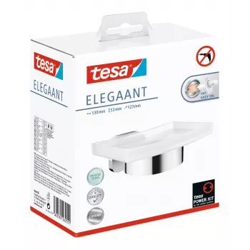 tesa ELEGAANT 40628-00000-00 muilo lėkštelė chromuota (blizgi), balta (matinė)