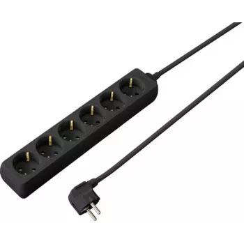 Sygonix SY-4890996 3 lizdų Schuko maitinimo juosta su apšviestu jungikliu, 1,5 m kabeliu, juoda