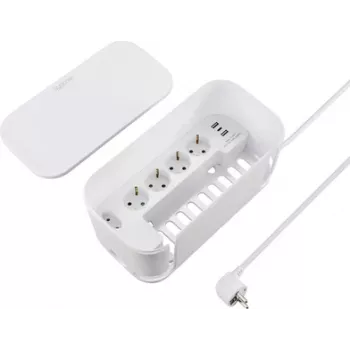 Sygonix SY-6118238 5 vietų Schuko kištukinis lizdas su ilgintuvu, 1,5 m kabelis, baltas