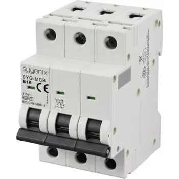 Sygonix SY-6440994 3 polių miniatiūrinis automatinis jungiklis B16 16A 6kA 415V AC