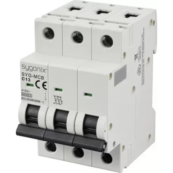 Sygonix SY-6441082 3 polių miniatiūrinis automatinis jungiklis, C charakteristika, 13 A, 415 V AC, 6 kA