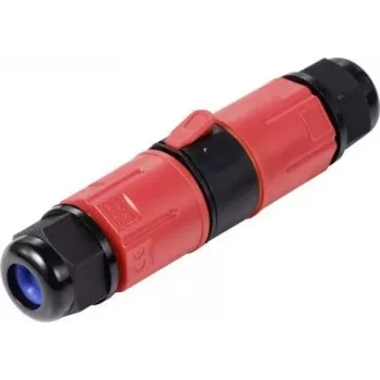 Sygonix SY-6748350 atsparus oro sąlygoms 3 polių kabelių jungtis su kištukiniais gnybtais, IP68, 450 V, 24 A, juoda