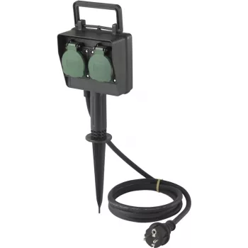 Sygonix SY-5231004 lauko maitinimo lizdas 2 vietų juodas/žalias IP44 16A 230V