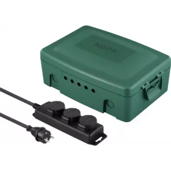 Sygonix SY-6797950 3 krypčių paskirstymo dėžė žalia/juoda su padidinta apsauga nuo prisilietimo