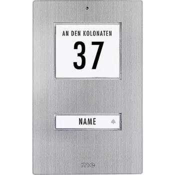 M-E MODERN-ELECTRONICS KT 1-EG Durų skambučio plokštė, nerūdijantis plienas, 1 mygtukas, IP44, balta LED