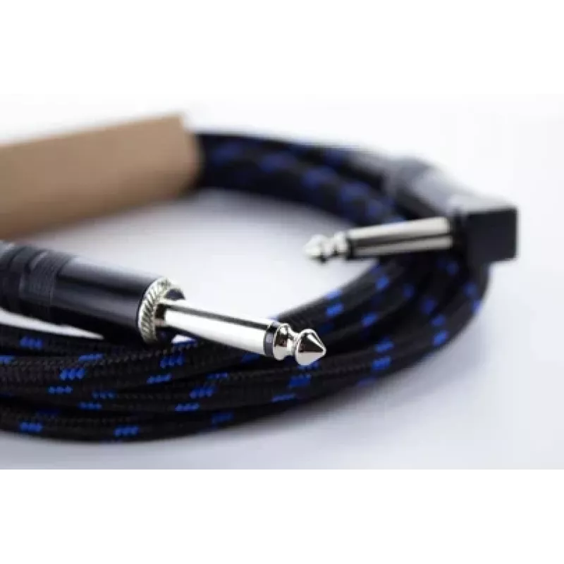 Cordial 14780 Instrumentinis kabelis 3 m – 6,3 mm TS Jack į 6,3 mm TS Jack, juodas/mėlynas tekstilinis apvalkalas