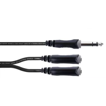 Cordial 14882 6,3 mm stereo jack Y-adapterio kabelis, 1x vyriškas į 2x moteriškus, 0,3 m, juodas PVC