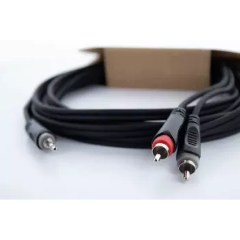 Cordial 14855 3,5 mm stereo jack į 2x RCA audio Y-adapterio kabelis, 1,5 m, juodas