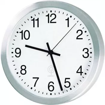 PEWETA radijo bangomis valdomas aliumininis sieninis laikrodis, 40 cm skersmens, sidabrinis (51.017.415)