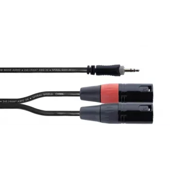 Cordial EY 1 WMM XLR Y-adapterio kabelis, 3,5mm TRS į 2x XLR male, 1m, OFC, spiralinis ekranas, juodas 14870