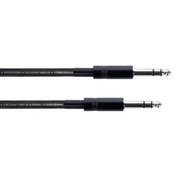 Cordial 14816 Stereo Jack garso kabelis 6,3mm TRS į 6,3mm TRS, 1,5m, juodas, vytos poros, PVC
