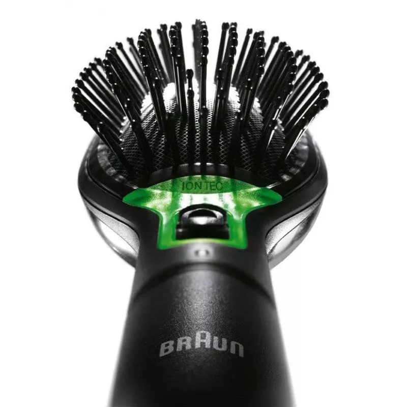 BRAUN BR 710 jonizuojantis plaukų šepetys su Iontec technologija, belaidis, juodas/sidabrinis