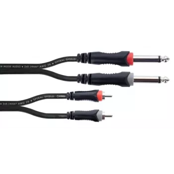 Cordial 14839 6,3 mm mono jack – RCA audio kabelis, 1 m, juodas