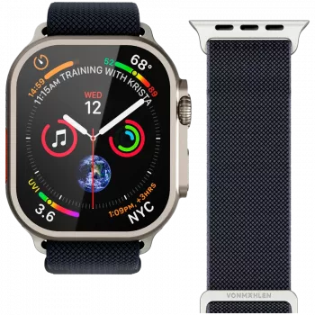 VONMÄHLEN Classic Nylon Loop išmaniojo laikrodžio apyrankė Apple Watch 44/45/46/49mm, tamsiai mėlyna, vieno dydžio
